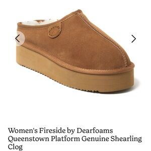 Dearfoams Women's Tan Shearling Platform Clog